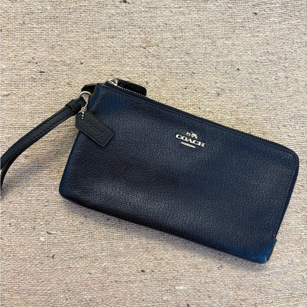 Coach Navy Textured Wristlet
